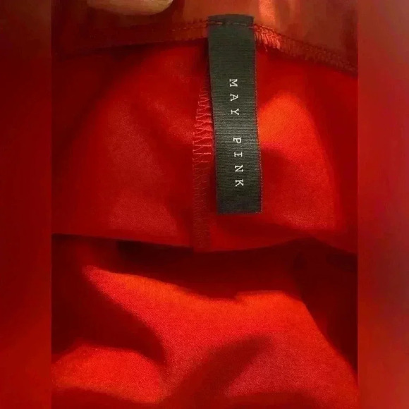 May Pink 2 piece set red & white zippered crop top with red elastic waist pants - Picture 2 of 12